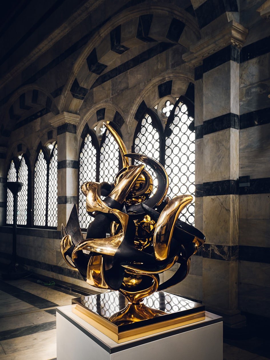 ‘Sfera Acquarius’ sculpture by Gianfranco Meggiato, reflecting the life-giving properties of water.